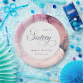 Abstracte Pastel Pink Paarse Navy Sweet 16 Birthda Papieren Bordje (Feest)