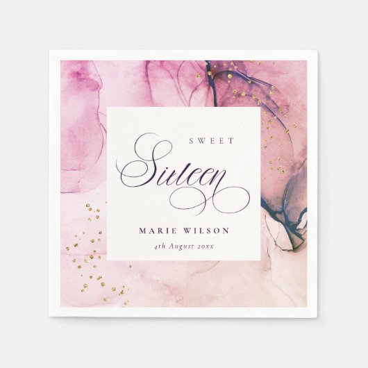 Abstracte Pastel Pink Paarse Navy Sweet 16 Birthda Servet (Voorkant)