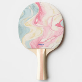 Abstracte Pastel Print Ping Pong Paddle met naam Tafeltennisbatje