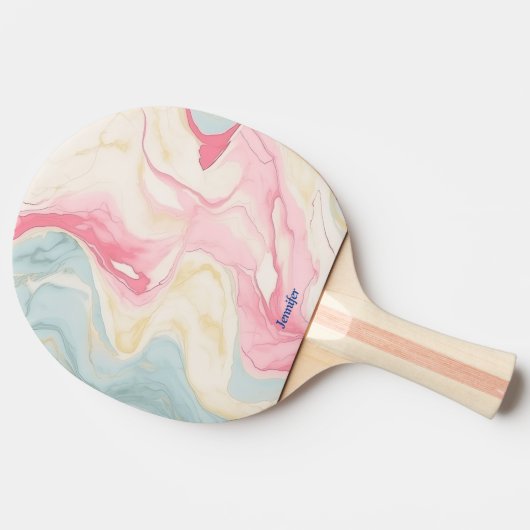 Abstracte Pastel Print Ping Pong Paddle met naam Tafeltennisbatje (Zijkant)