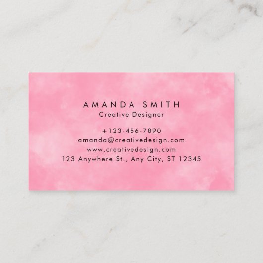 Abstracte pastel roze hemelwolken gepersonaliseerd visitekaartje (Achterkant)