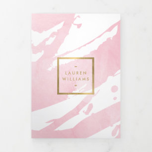 Abstracte pastel roze penseelstreken brochure drieluik kaart
