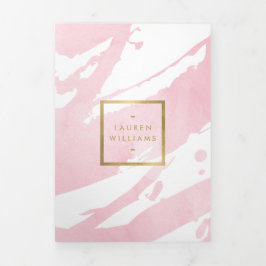Abstracte pastel roze penseelstreken brochure drieluik kaart