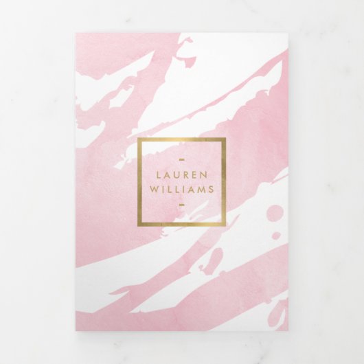 Abstracte pastel roze penseelstreken brochure drieluik kaart (Cover)