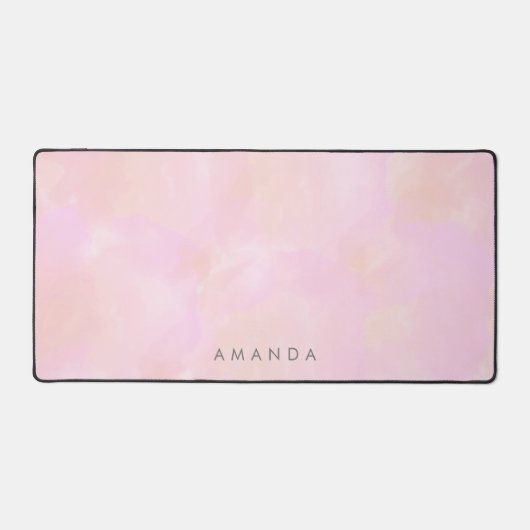 Abstracte pastel roze perzik Waterverf personalise Bureaumat (Voorkant)