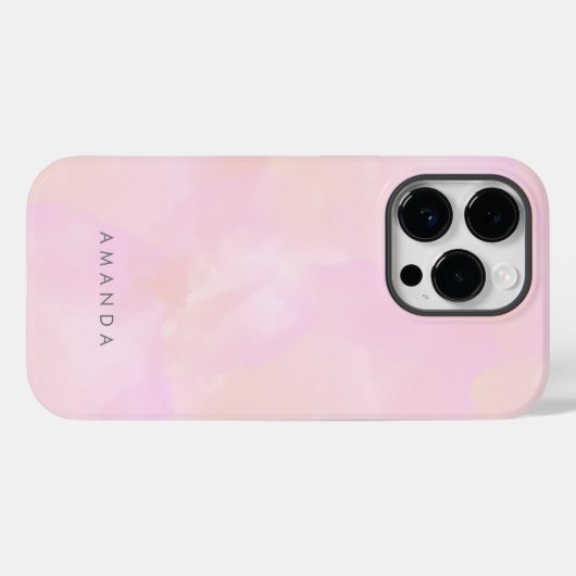 Abstracte pastel roze perzik Waterverf personalise Case-Mate iPhone Case (Achterkant (horizontaal))