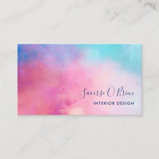 Abstracte pastel roze turquoise visitekaartje (Voorkant)