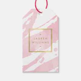 Abstracte Pastel roze Waterverf penseelstreken Cadeaulabel