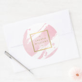 Abstracte Pastel roze Waterverf penseelstreken Ronde Sticker (Envelop)