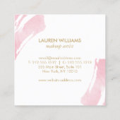 Abstracte Pastel roze Waterverf penseelstreken Vierkante Visitekaartje (Achterkant)