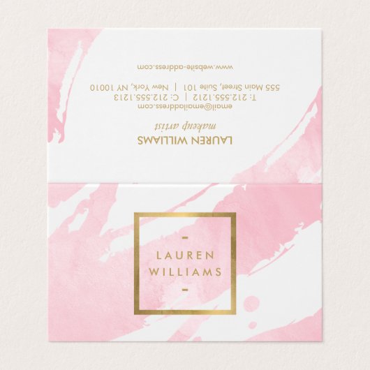 Abstracte Pastel roze Waterverf penseelstreken Visitekaartje (Buitenkant ongevouwen)