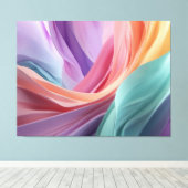 Abstracte pastel stof golven canvas afdruk (Insitu (Houten vloer))