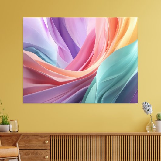 Abstracte pastel stof golven canvas afdruk (Insitu (Woonkamer))