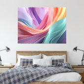 Abstracte pastel stof golven canvas afdruk (Insitu (Slaapkamer))