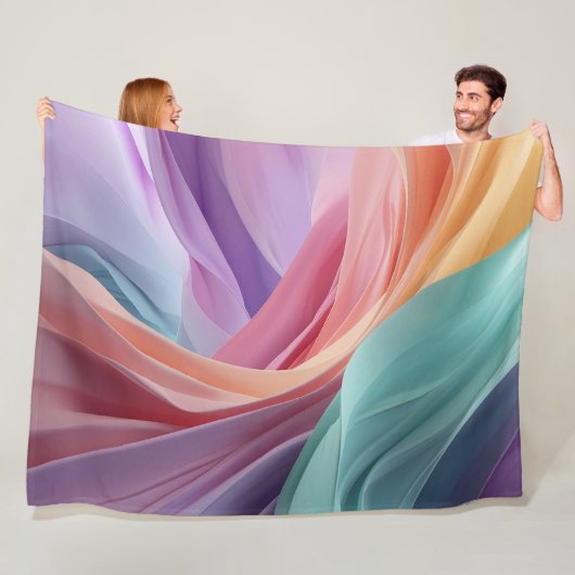 Abstracte pastel stof golven fleece deken (In situ)