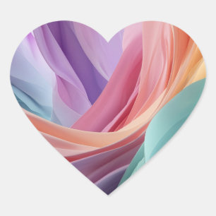 Abstracte pastel stof golven hart sticker