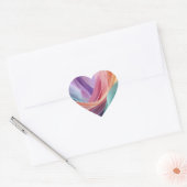 Abstracte pastel stof golven  hart sticker (Envelop)