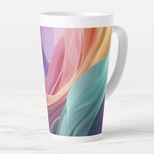 Abstracte pastel stof golven latte mok (Rechterhoek)
