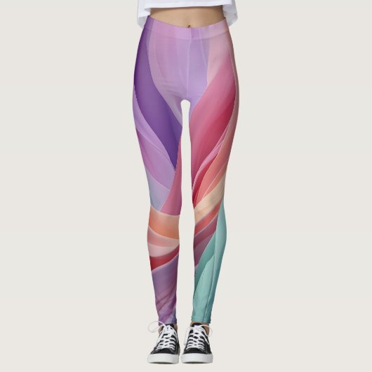 Abstracte pastel stof golven leggings (Voorkant)