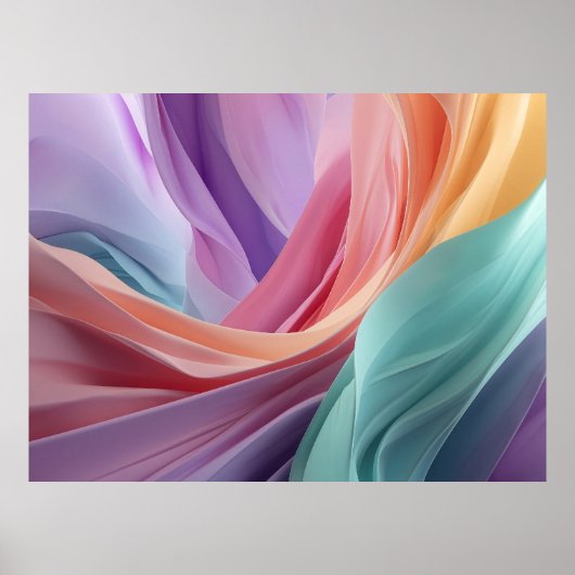 Abstracte pastel stof golven poster (Voorkant)