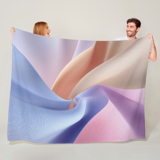 Abstracte pastel stofstroom met zachte rondingen fleece deken (In situ)