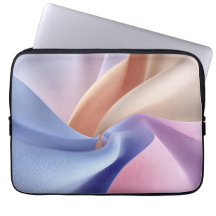 Abstracte pastel stofstroom met zachte rondingen laptop sleeve