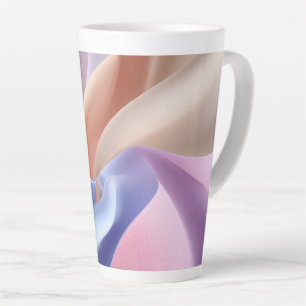 Abstracte pastel stofstroom met zachte rondingen latte mok