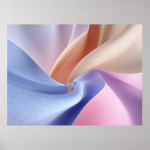 Abstracte pastel stofstroom met zachte rondingen poster