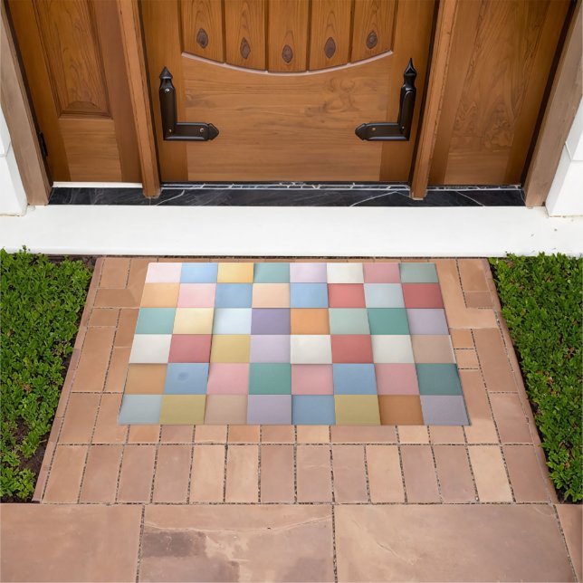 Abstracte pastel Tegel wandpatroon Deurmat (Buiten)