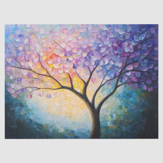 Abstracte Pastel Tree Spring Oil Painting Decoupag Tissuepapier (Voorkant)