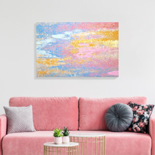 abstracte pastel verf textuur met gouden vlekjes canvas afdruk