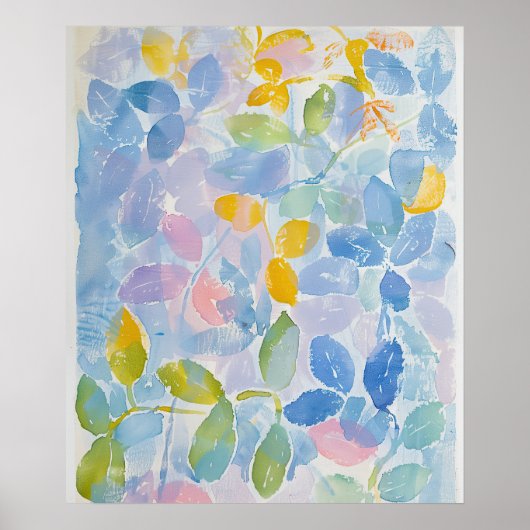 Abstracte pastel Waterverf bladeren Poster (Voorkant)