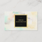 *~* Abstracte Pastel Waterverf Glitter Gold Lijst Visitekaartje (Voorkant)
