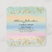 Abstracte pastel Waterverf Gold Bling Vierkante Visitekaartje (Achterkant)