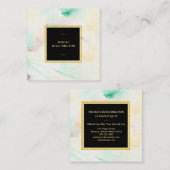 *~* Abstracte Pastel Waterverf Gold Glitter Lijst Vierkante Visitekaartje (Voorkant / Achterkant)