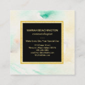 *~* Abstracte Pastel Waterverf Gold Glitter Lijst Vierkante Visitekaartje (Achterkant)