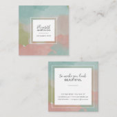 Abstracte Pastel Waterverf Make-up Artiest Vierkante Visitekaartje (Voorkant / Achterkant)