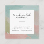 Abstracte Pastel Waterverf Make-up Artiest Vierkante Visitekaartje (Achterkant)