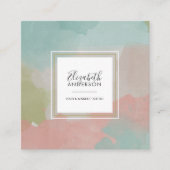 Abstracte Pastel Waterverf Make-up Artiest Vierkante Visitekaartje (Voorkant)