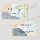 Abstracte Pastel Waterverf Vormen Gold Foil Visitekaartje (Voorkant / Achterkant)