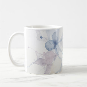 Abstracte pastelblauwe en paarse vloeibare inktspa koffiemok
