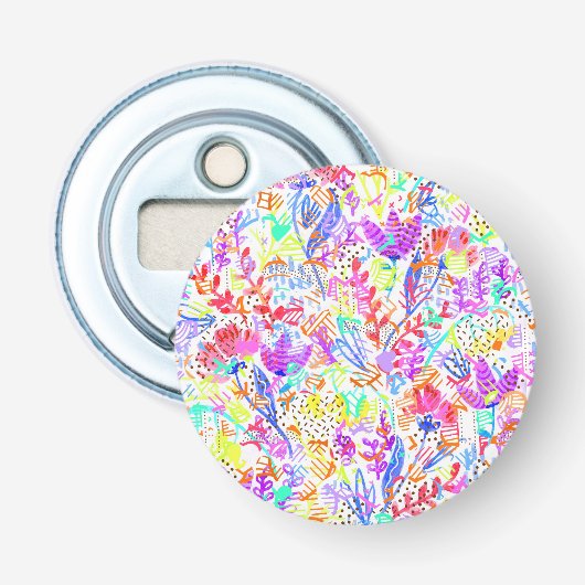 Abstracte pastelbloemen button flesopener (Voorkant)