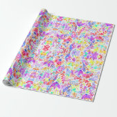 Abstracte pastelbloemen cadeaupapier (Uitgerold)