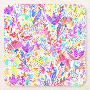 Abstracte pastelbloemen kartonnen onderzetters