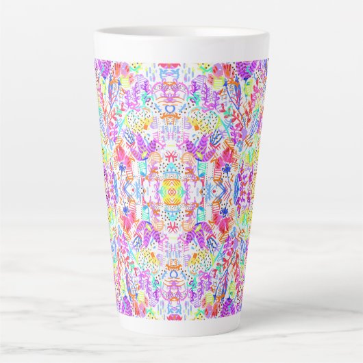 Abstracte pastelbloemen latte mok (Voorkant)