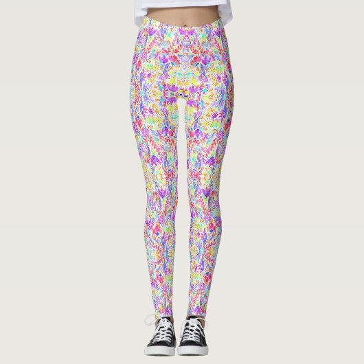 Abstracte pastelbloemen leggings (Voorkant)