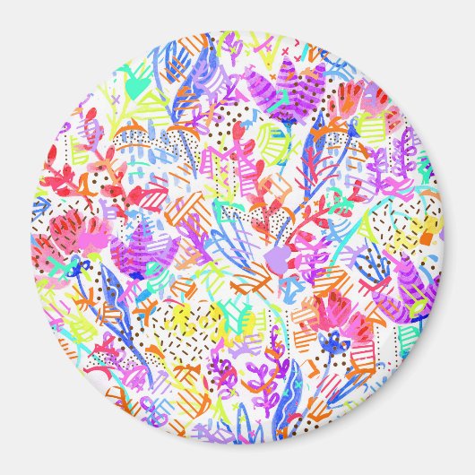 Abstracte pastelbloemen magneet (Voorkant)