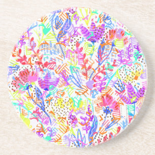 Abstracte pastelbloemen zandsteen onderzetter