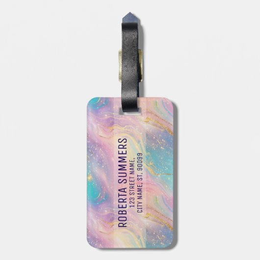 Abstracte pastelglitter naadloos patroon bagagelabel (Achterkant verticaal)