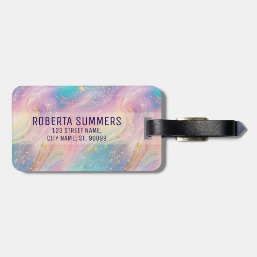 Abstracte pastelglitter naadloos patroon bagagelabel (Achterkant horizontaal)